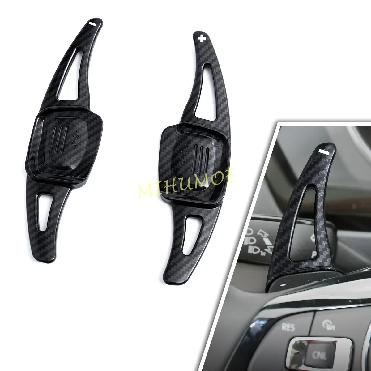 Steering Wheel Paddle Shifter Extension Cover For VW Volkswagen Golf GTI MK8 Tiguan T-ROC Touareg Tayron Taigo Carbon Fiber