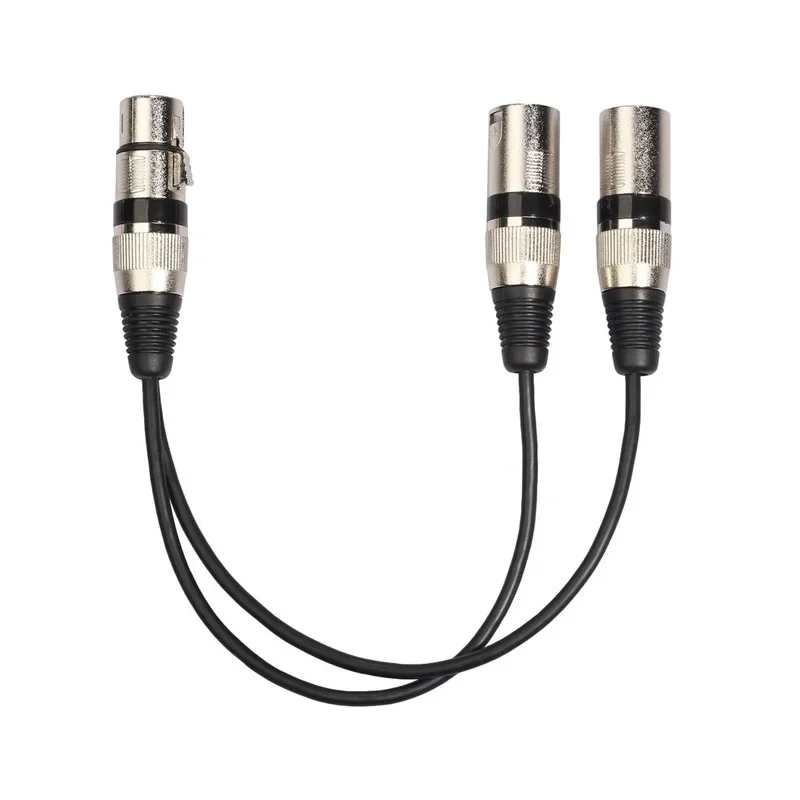 3Pin XLR Female Jack To Dual 2 Male Plug Y Splitter 30cm Adapter Cable Wire for Amplifier Speaker Headphone Mixer