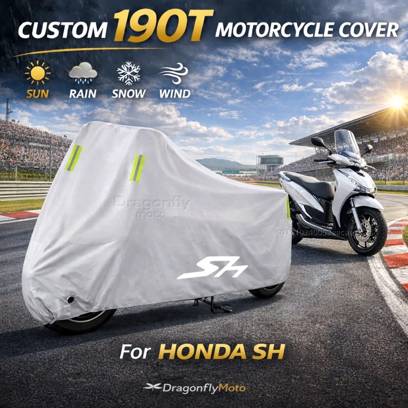 

For HONDA SH125 SH125i SH300 SH300i SH 125 150i 300 Motorcycle Cover Silver Waterproof UV Rain Dust Sun Outdoor Indoor Protector
