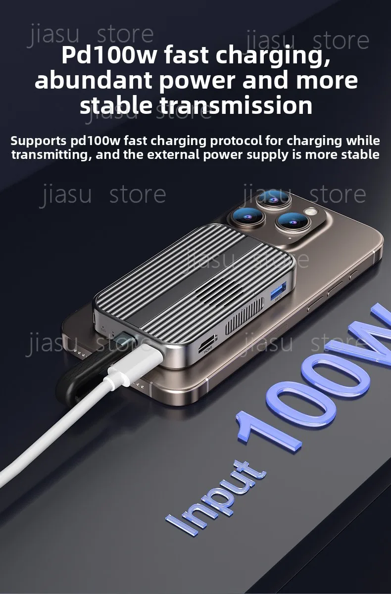 USB4 8K NVMe Docking Station Dual M.2 SSD RAID Enclosure 40Gbps Portable External Hard Drive Case