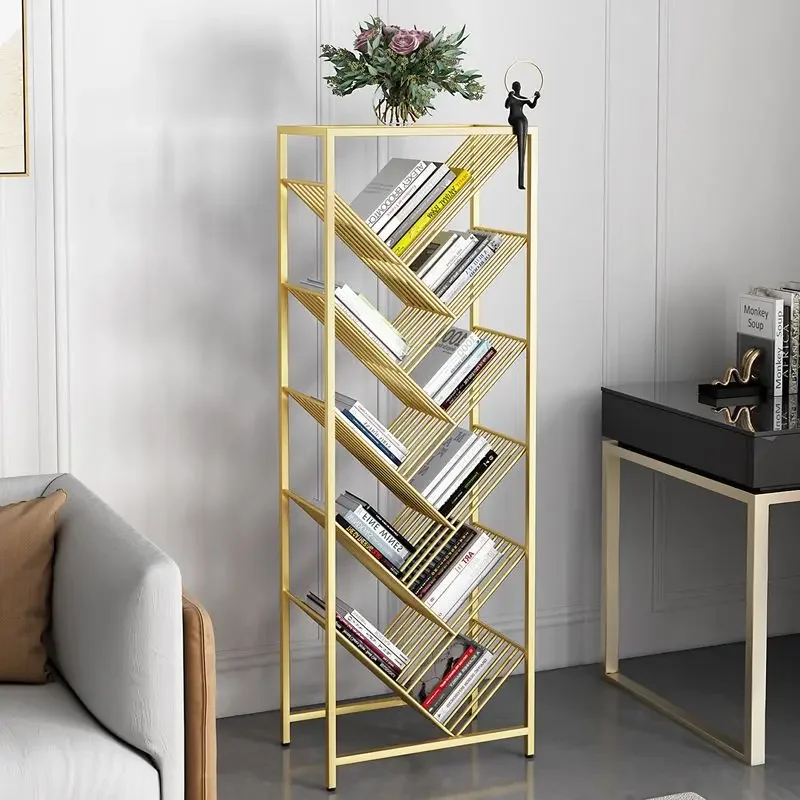 Iron Art Light Luxury Multi-layer Bookcase Storage Shelf Simple Student Bookcase Creative Tree Shaped Bookcases Bookshelves Ins