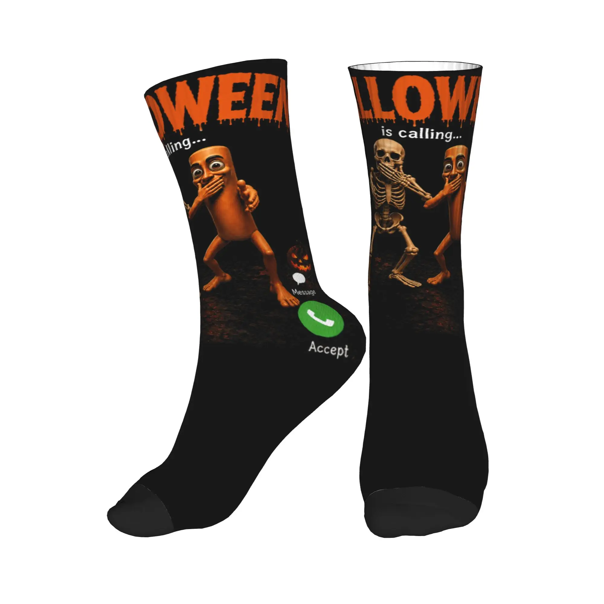 Tung Tung Sahur Skeleton Halloween is Calling Viral Dance Socks Men Soft Breathable Climbing Socks Autumn Graphic Anti Socks