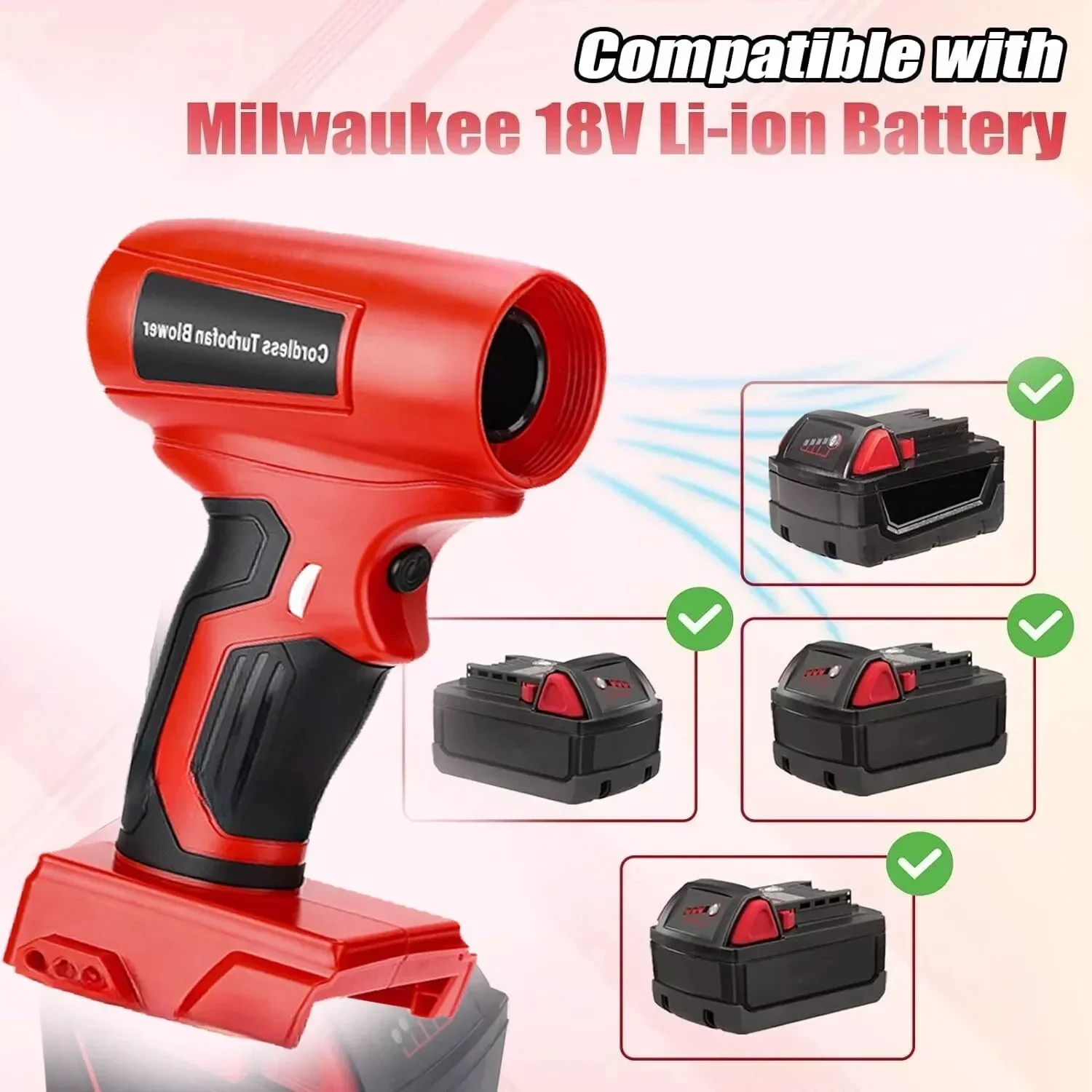 Kipas Turbo Mini Portabel Nirkabel dengan Angin Kuat untuk Baterai Li-ion Makita Dewalt Milwaukee Bosch Ryobi 18V 20V
