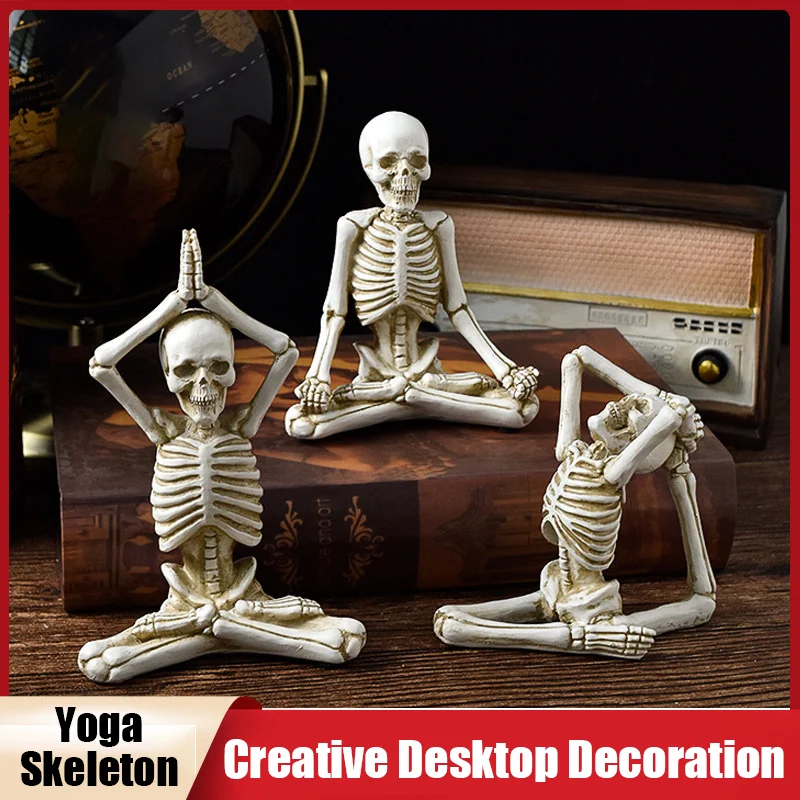 Yoga Schädel Figur Dekoration Halloween Dekoration Gedenk geschenk Urlaub Atmosphäre Harz Ornamente Handwerk Wohn accessoires