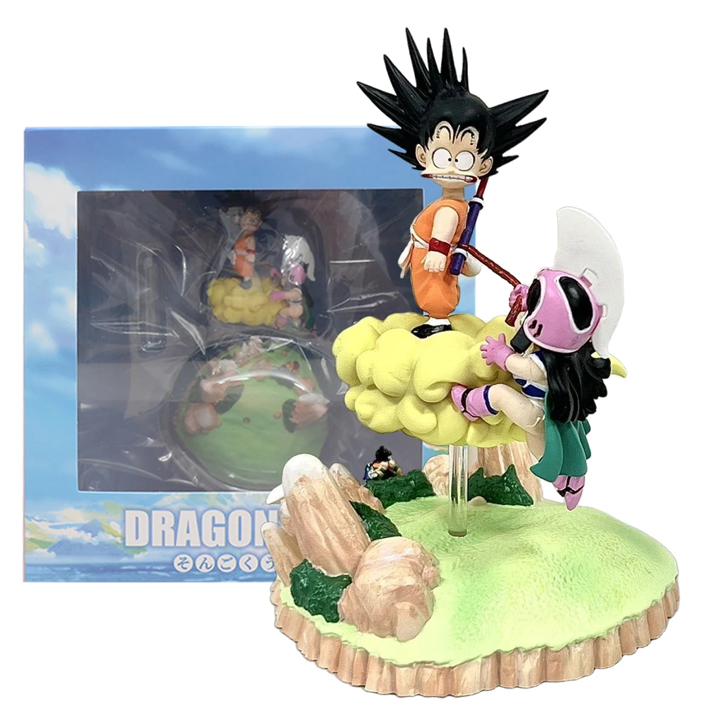 Figura de Dragon Ball de Anime de 11CM, escena de Son Goku Chichi, modelo de Anime, muñeca de juguete, adornos de escritorio, figura de acción de PVC