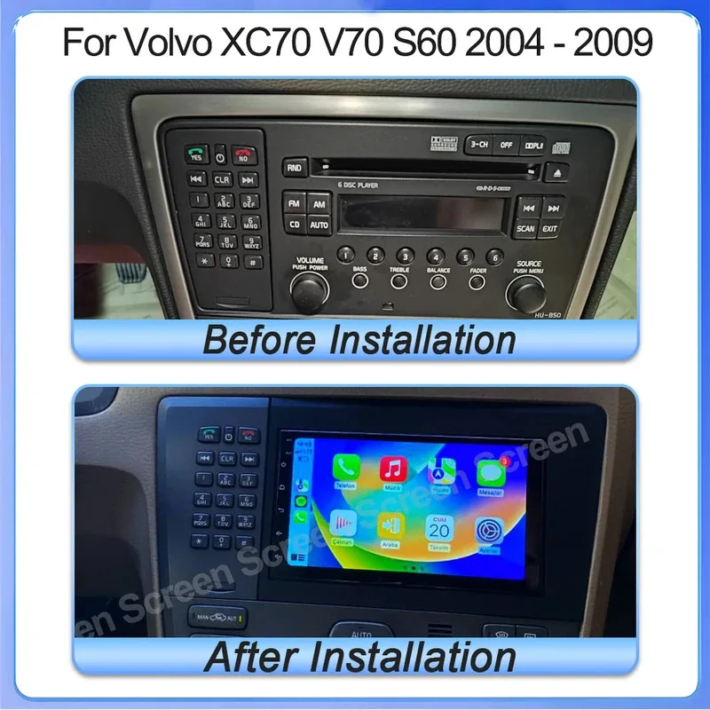 For Volvo XC70 V70 S60 2004 2005 2006 2007 2008 2009 Android 15 GPS Navigation Multimidia Player 2Din Touch Screen Bluetooth RDS