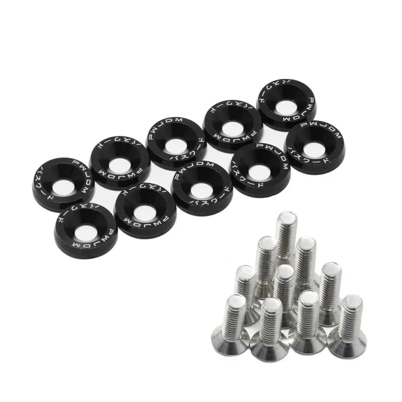 10 PCS M6 Car Modified Fasteners Fender Washer Bumper Engine Concave Screws Fender Washer License Plate Bolts Car Styling Gasket