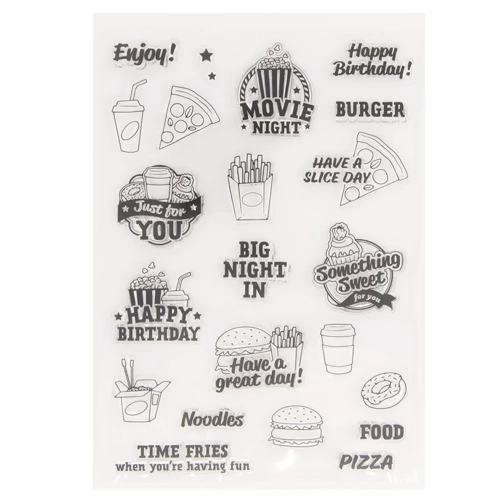 Birthday Burger Clear Stamp Transparent Silicone Seal for DIY Scrapbooking Card Making Photo Album Decoration Crafts Gift