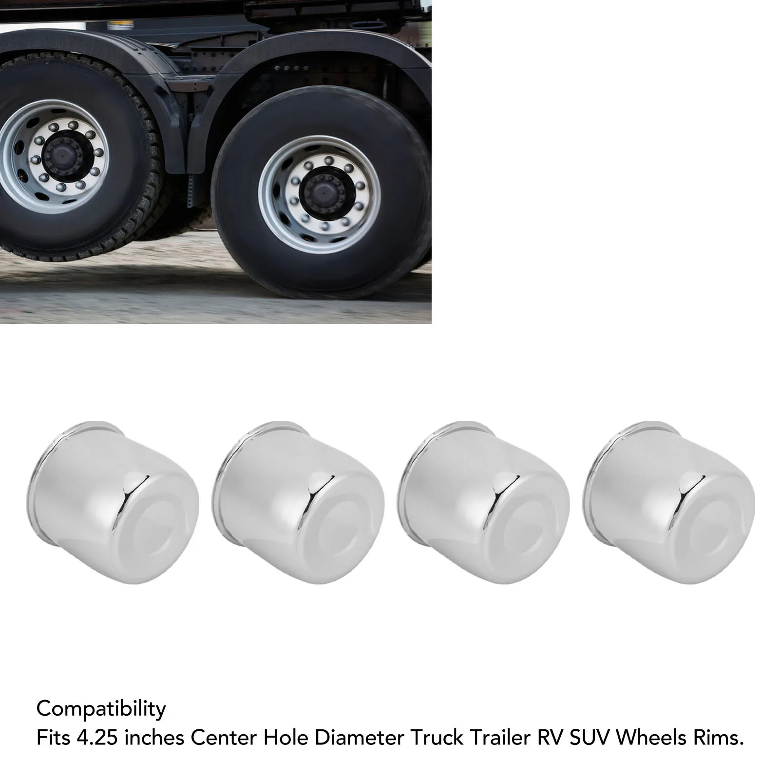 محور العجلة مركز دفع من خلال قبعات مركز العجلة سهلة التركيب نظرة أنيقة 4.25in لشاحنة مقطورة RV SUV عجلات الحافات #4
