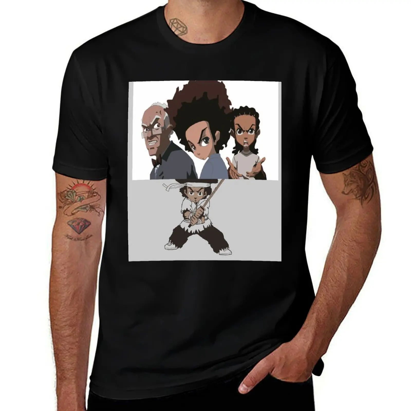 

The Boondocks Huey T-Shirt Basic Solid Color Short Sleeve T-Shirt