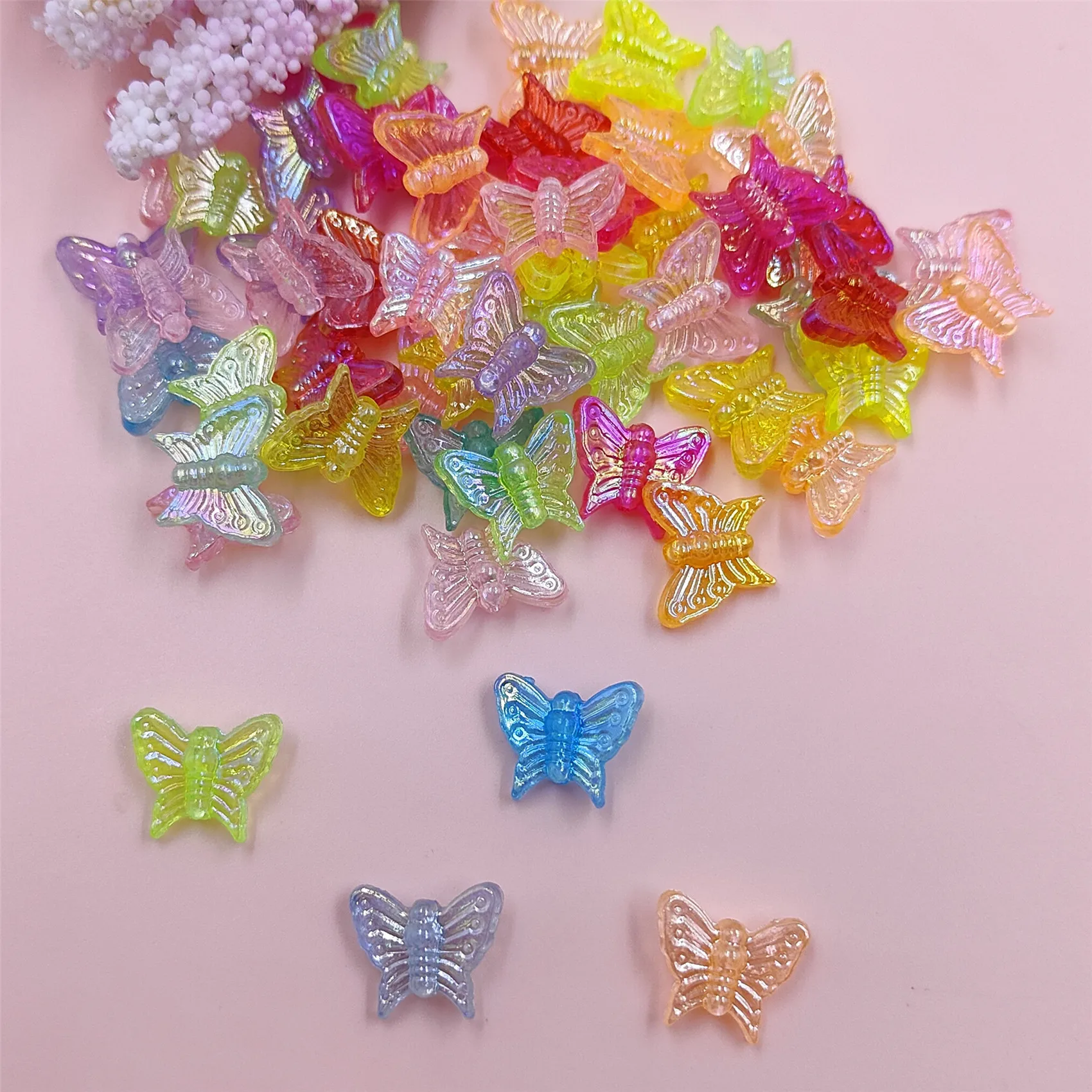 

20Pcs Butterfly Beads Crystal Multicolor Loose Spacer Beads Handmade AB Color Crafted Bracelet Accessories Neacklce Making