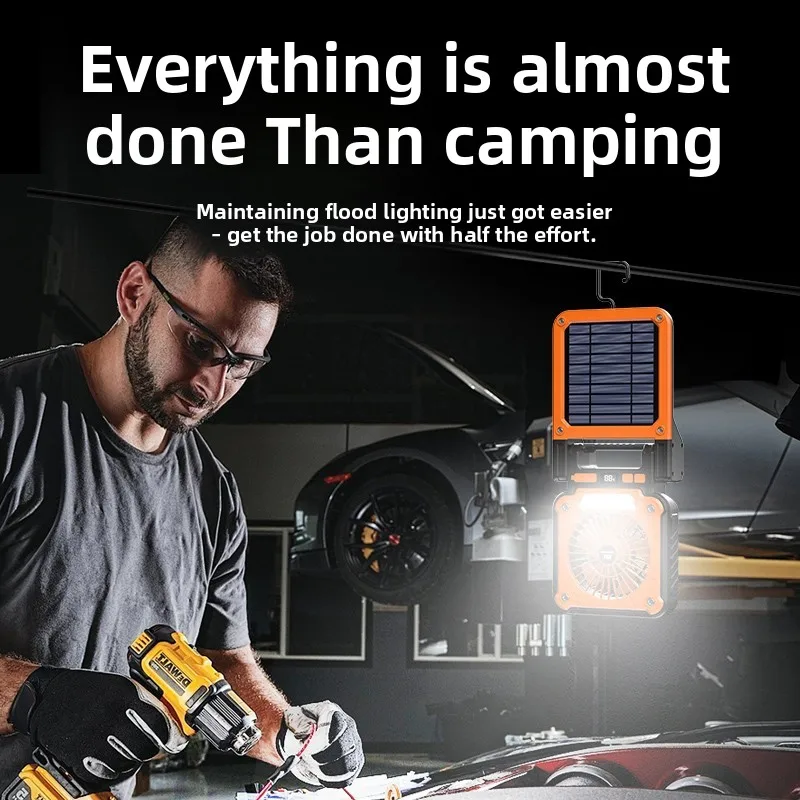 

USB-освещение для палатки, уличный вентилятор для кемпинга, портативный светодиодный многофункциональный электрический вентилятор для кемпинга на солнечной батарее