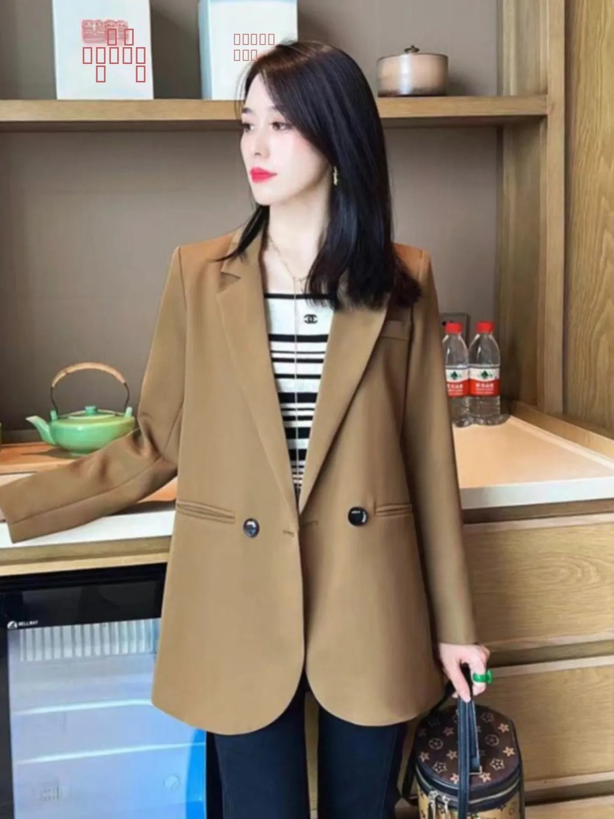 

Casual Sle Women's Small Suit Autumn Winter Faion Korean Version Street Sle Profional High-End Feeling ort Coat