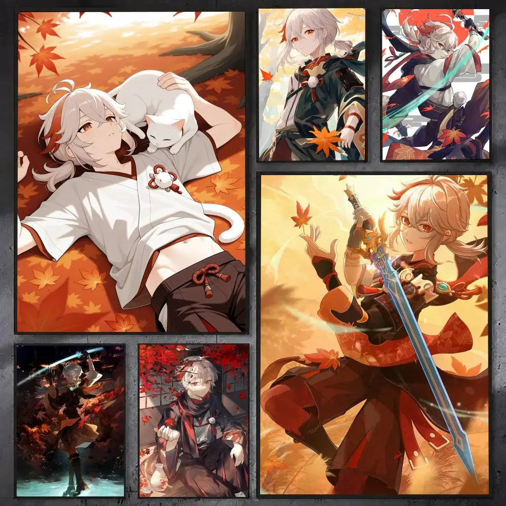 Genshin Impact Kaedehara Kazuha Game Poster HD Anime Hot Theme Singer/OST/Movie-Waterproof Self-Stick Home Decor