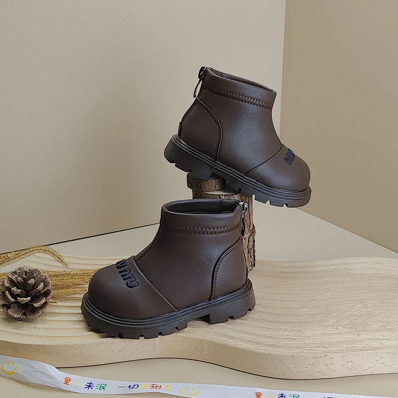 2024 New Baby Short Boots, Baby Walking Shoes, Children's Leather Boots, Anti Slip and Waterproof Children's Shoes Toddler Shoes