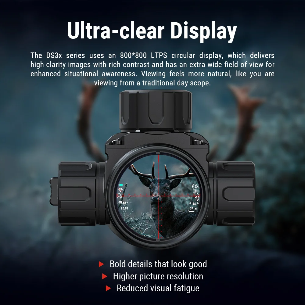 PARD DS35 LRF Night Vision Scope Hunting Rangefinder Optics Long Eye-relief Display System 2560*1440 Resolution With IR 350m New