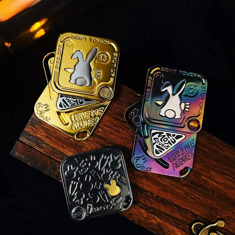Grumpy Rabbit Stainless Steel/ Titanium Alloy Magnetic Side Push Slider Tuning Fork Hand Spinner Stress Relief Adults EDC Toy