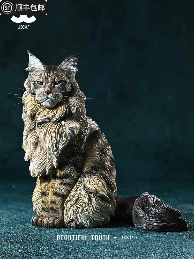 Creative Maine Coon Cat Animal Model Crafts Sitting Cool Handsome Home Living Room Study Office Decoration Ornaments Gifts