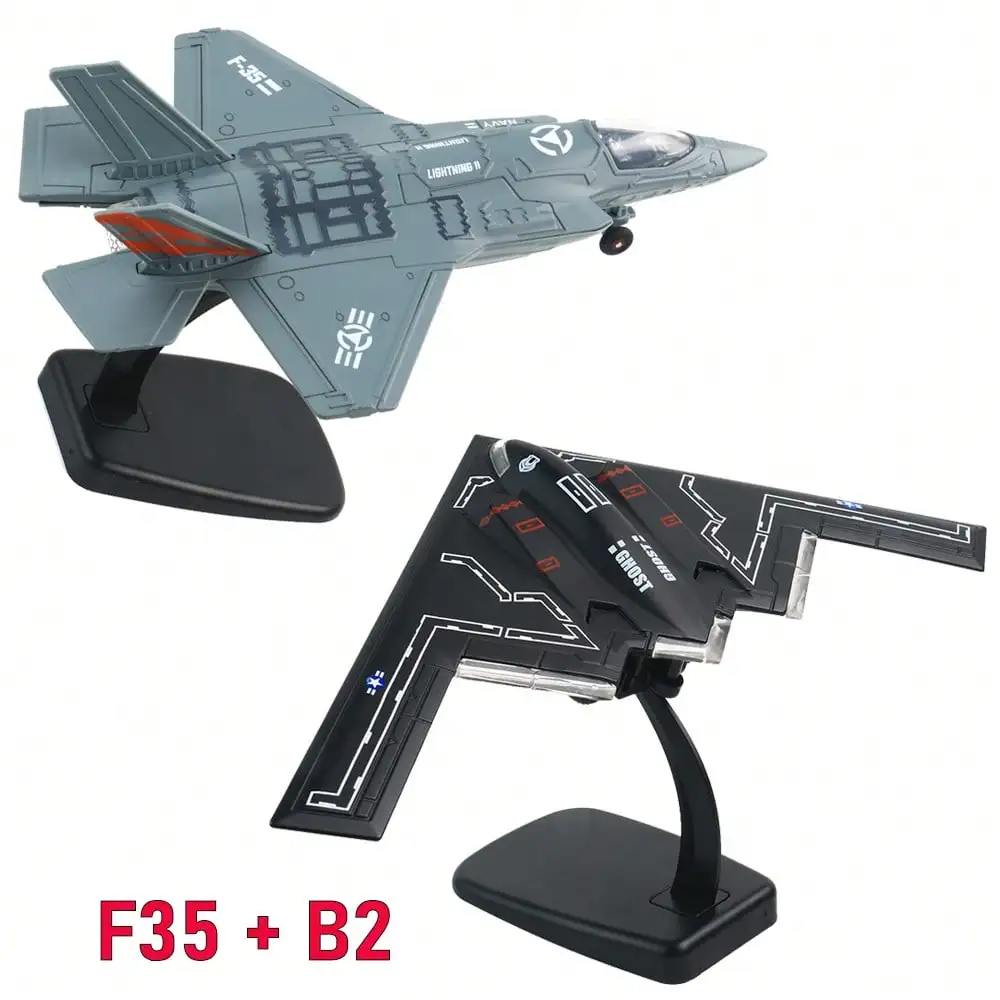

Double Metal Fighter Jet Toy with Sound & Light, Pull Back Alloy Plane, Birthday Gift for Kids