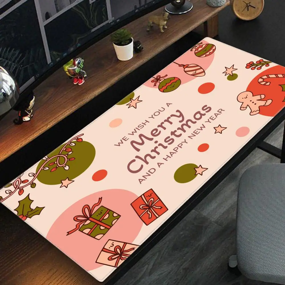 

M-Merry Christmas Mouse Pad XXL 600x300mm 800x400mm PU Mousepad Hot Large Gaming Leather Mouse Pad Waterproof Table Mat