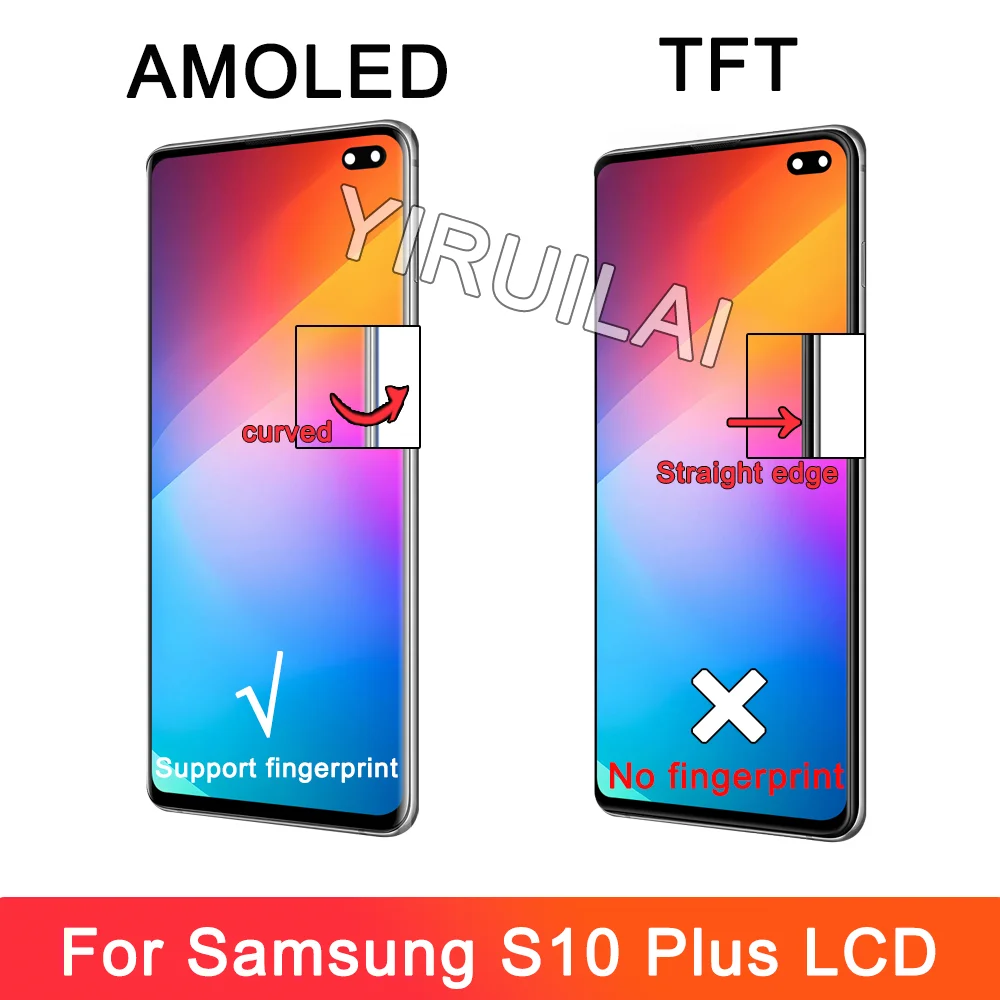 Testowany 6.4-calowy wyświetlacz LCD do SAMSUNG S10 Plus S10 + G975 G975F Wymiana zespołu Digitizer z ekranem dotykowym