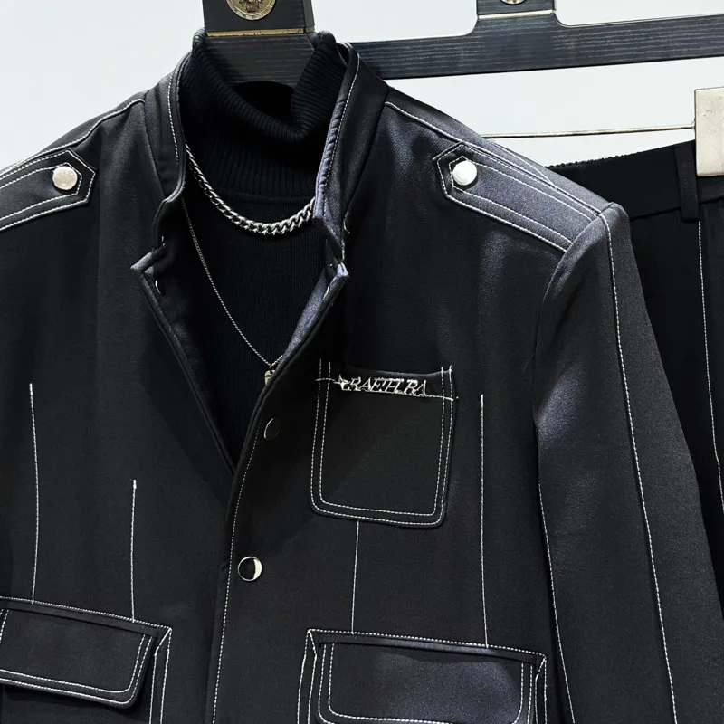 WVGA Spring Autumn New Men Tide Original Design High-End Topstitched Padded Short Jacket Niche Chic Casual Straight Pants W16806