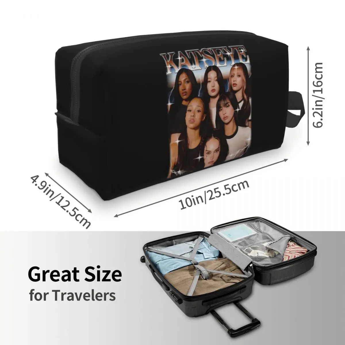 Katseye Global Girl Group Makeup Bag Cosmetic Organizer Storage Dopp Kit Toiletry Cosmetic Bag Women Beauty Travel Pencil Case