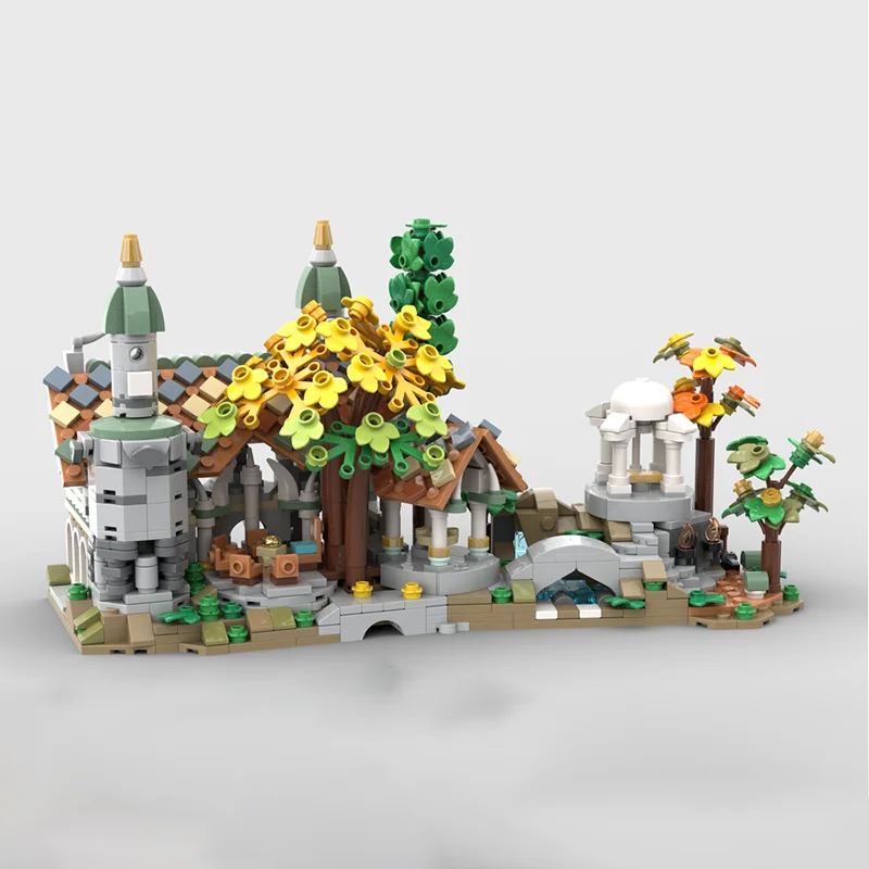Ring film Model Moc Bouwstenen Mini 10316 Rivendell Model Technologie Modulaire Blokken Geschenken Kerst Speelgoed Sets Montage