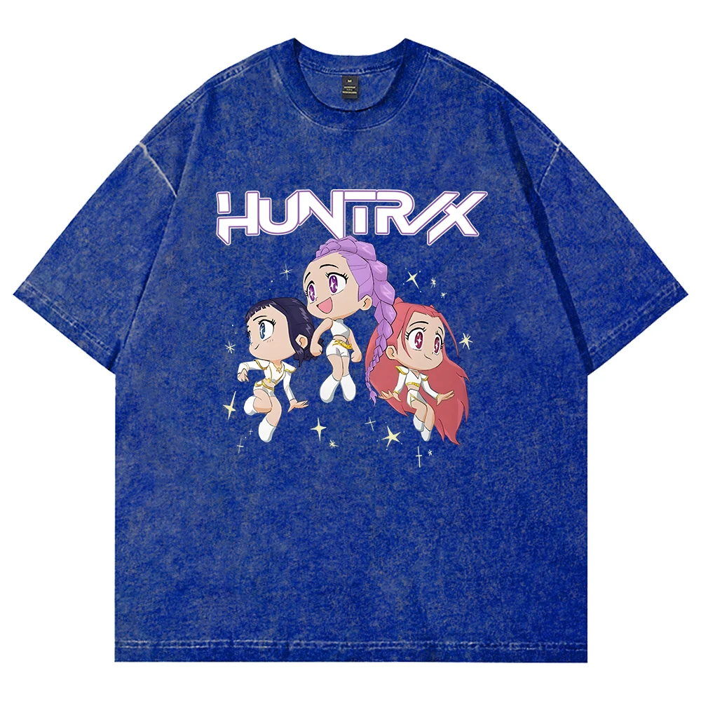 

KPop Demon Hunters As Seen On Huntrix World Tour Washed T-shirt Crewneck Short Sleeve Cotton Tee Women Men Streetwear Tops