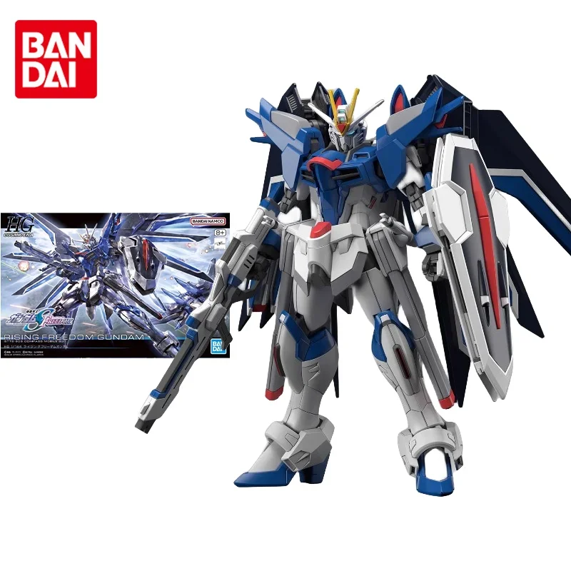 Bandai Original Gundam Model Kit Anime Figure HGCE 1/144 RISING FREEDOM GUNDAM Action Figures Toy Collectible Gifts for Children