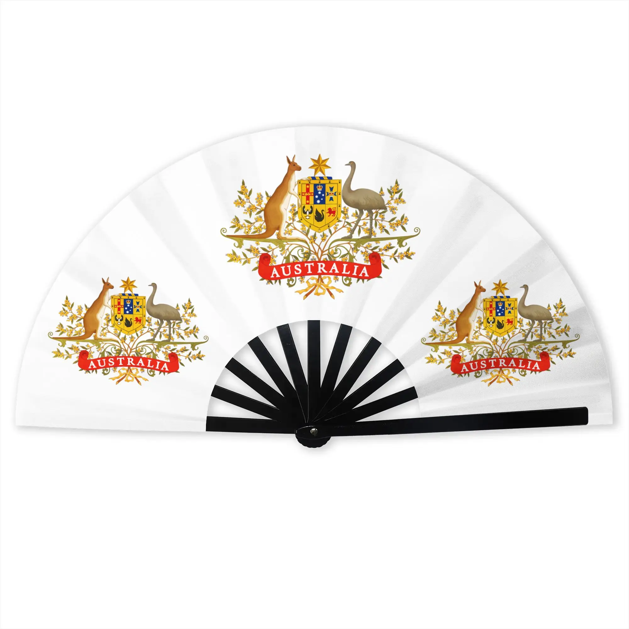 Australia Coat of Arms Flag Folding Hand Fan  Polyester Fabric Fan Funny Summer Accessory Decorative Fans