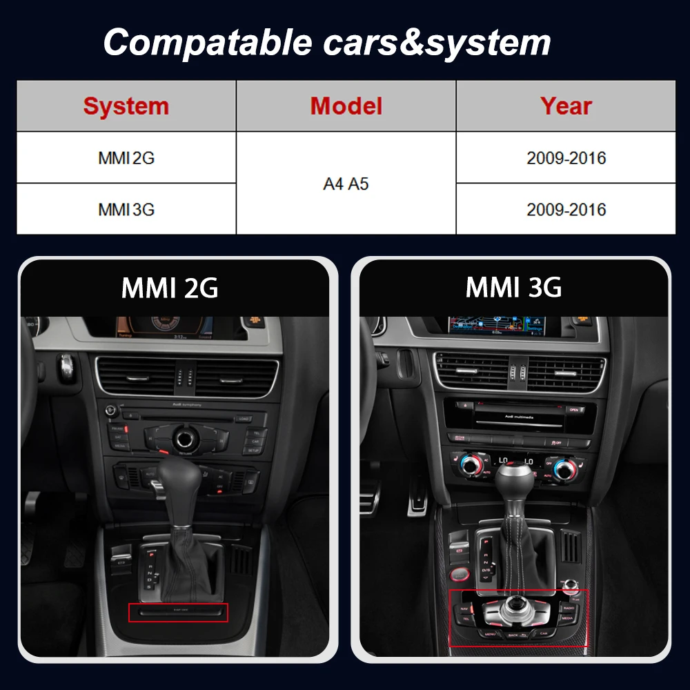 Radio para Auto con Sistema Inteligente Android Auto y CarPlay Inalámbrico de 10.25 Pulgadas para Audi A4 A5 B8 2009-2016, Sistema Estéreo con GPS y Navegación 3