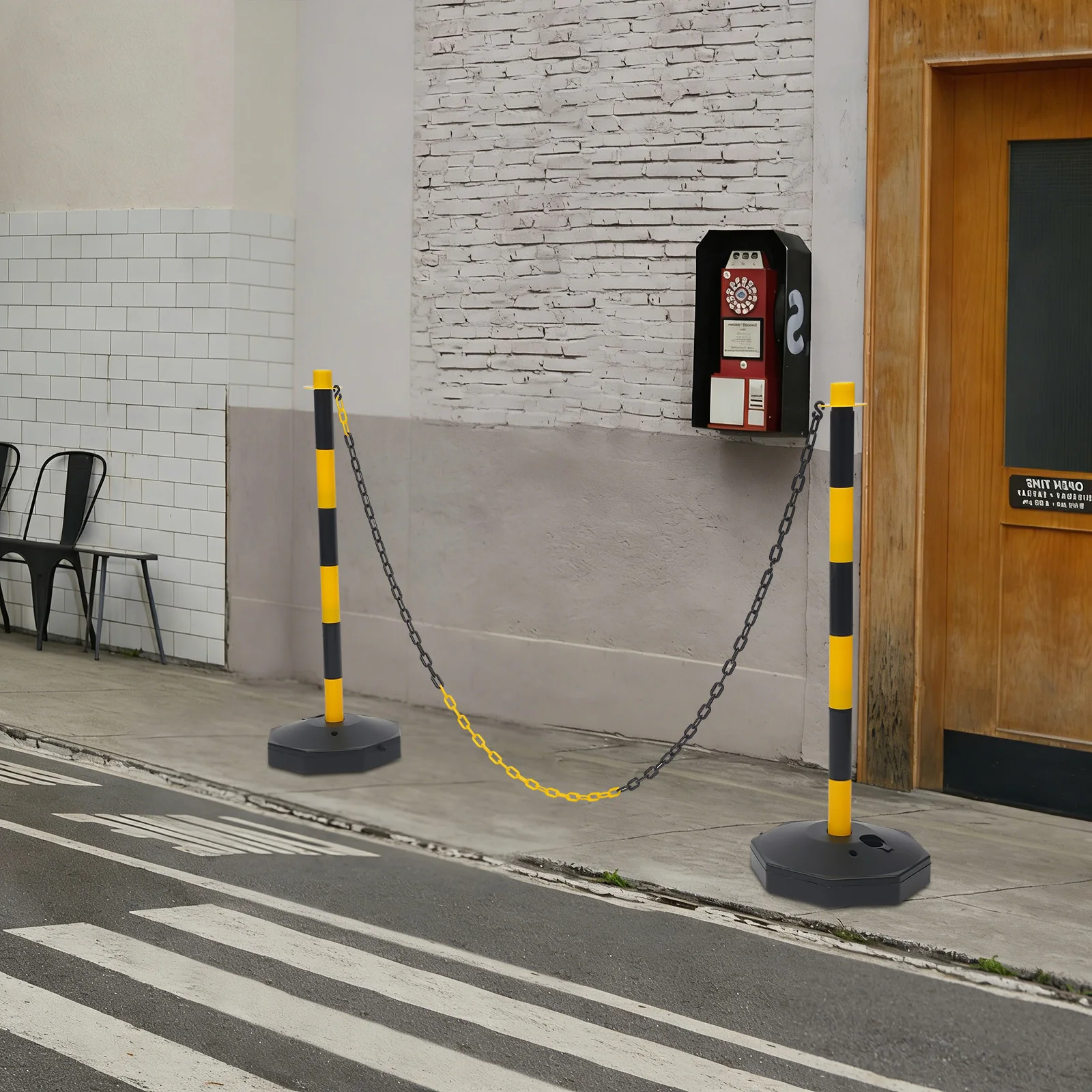 

6 Pcs Traffic Cones with Fillable Base with Chains Safety Bollards Street Stanchions Construction Safety Barrier,Construction