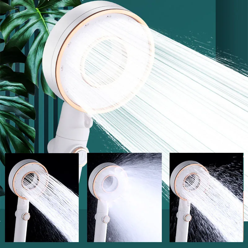 3 Modes High Pressure Shower Head Hollow Out Design One-Key Stop Spray Nozzle High Pressure Water Saving Spray Showerhead