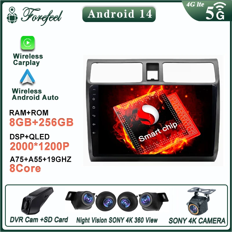 

For Suzuki Swift 2003 - 2010 Carplay 2 Din Android 14 Car Radio Multimidia Video Player GPS Navigation Head Unit Stereo Screen
