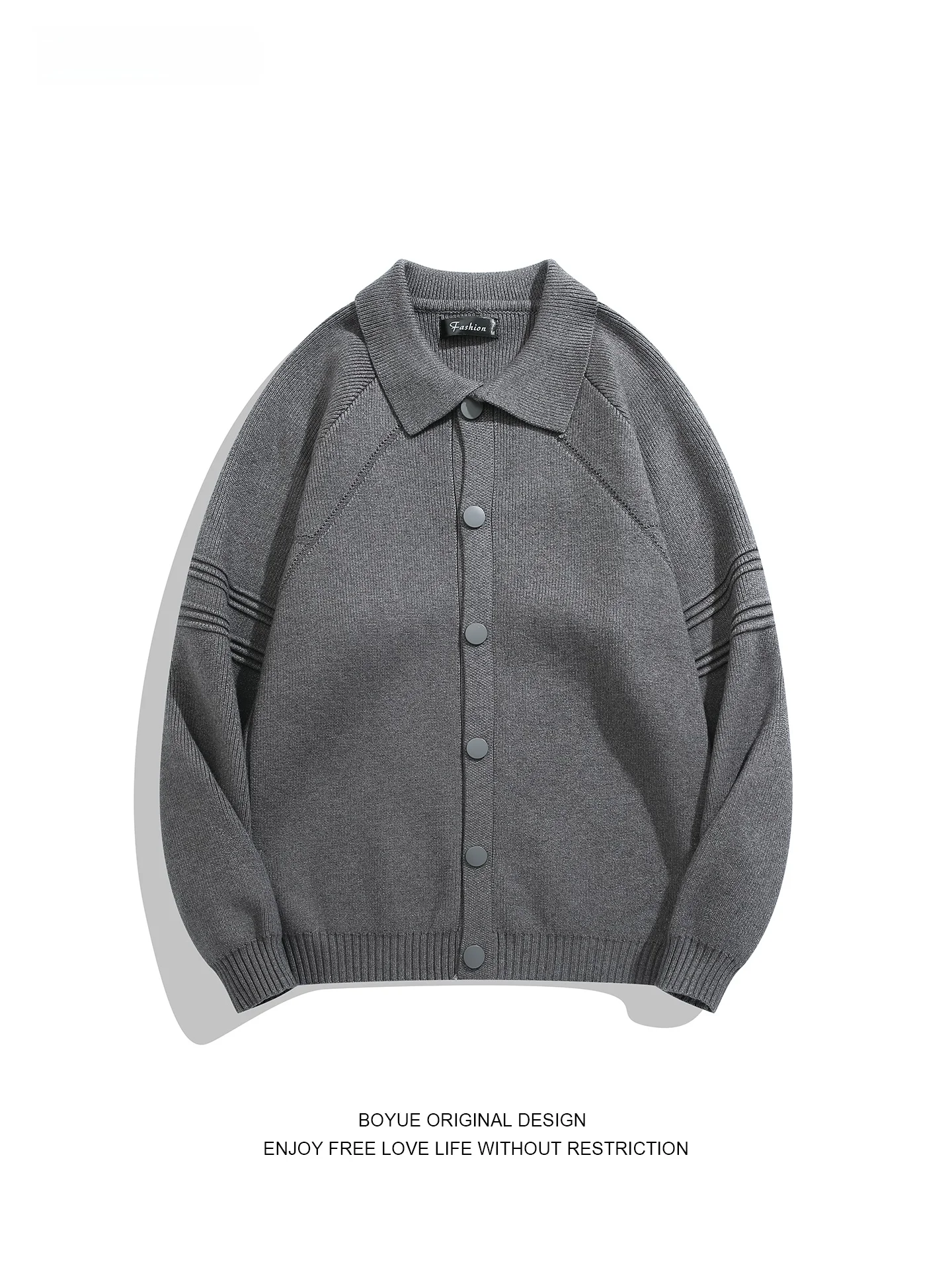 

Мужской вязаный свитер Boyue однотонного цвета с пуговицами, повседневный, с фактурной поверхностью, универсальный, свободного кроя, удлиненный рукав
