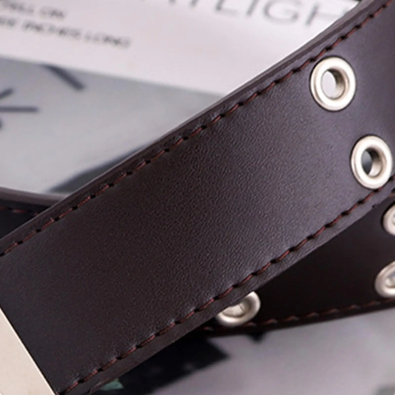 Double Buckle Women Leather Belt Punk Gothic Waist Strap Hollow Dress Belt with Chain for Cosplay Costume Party