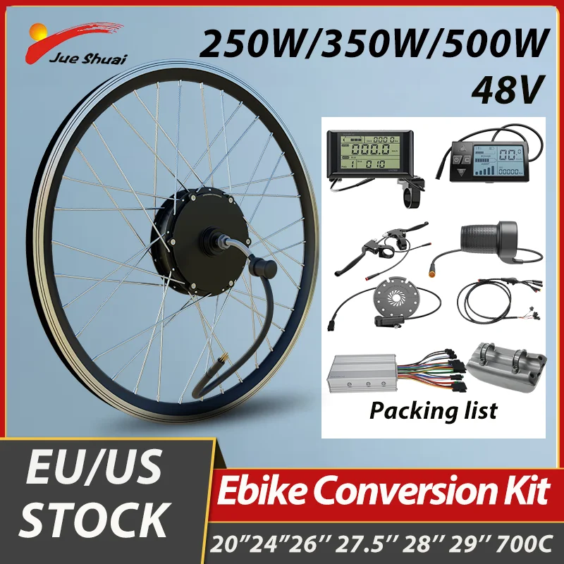 

48V Electric Bike Conversion Kit 500W 350W 250W Front Rear Wheel Hub Motor Kit 20/24/26/27.5 700C Electric Motor Mountain Bike