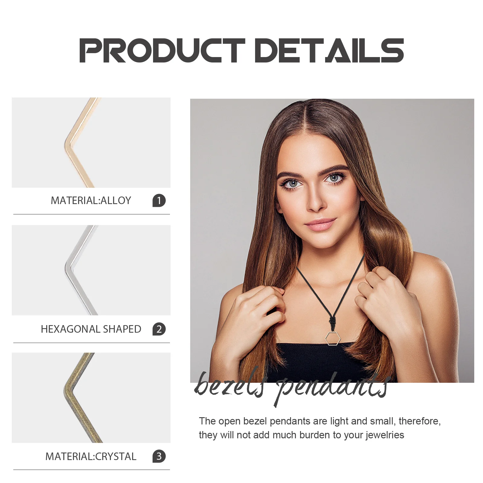 

60Pcs Open Hexagon Bezel Pendants Alloy Charms for Jewelry Making Necklace Bracelet Resin Crafts Bezels for Resin Jewelry Making