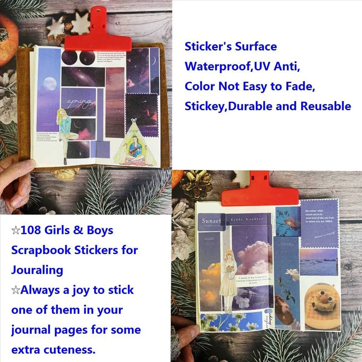 *CLOS 216 Pcs People Stickers for Journaling Scrapbooking,Urban Fashion Girl Scrapbook Sticker for Junk Journal Supplies Kit