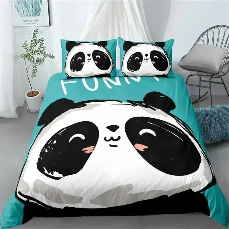 

Cute Panda Duvet Cover Cartoon Animal Bedding Set Microfiber Giant Panda Comforter Cover Twin For Kids Girls Teen Kawaii Bedroom