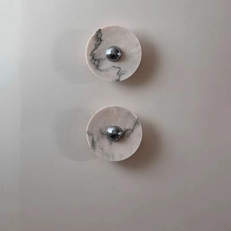 

Spanish Modern Minimalist Round Natural Marble Wall Lights LED Living Room Hotel Restaurant Study Lobby Hallway Bathroom Sconces