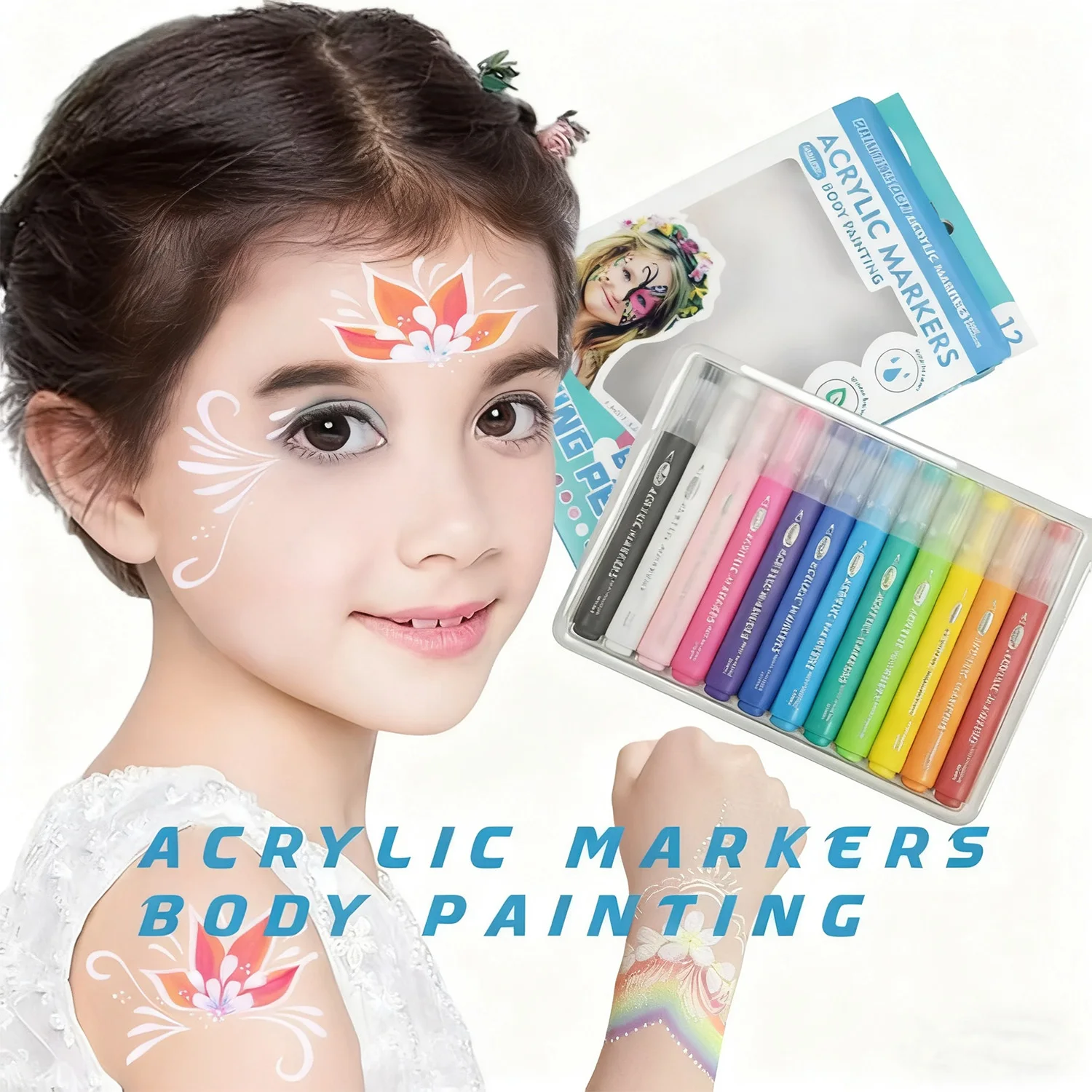 

12 PCS Body Painting Pens, Temporary Skin Tattoo Markers, Waterproof Tattoo Pens, Halloween And Christmas Makeup Art Handicrafts