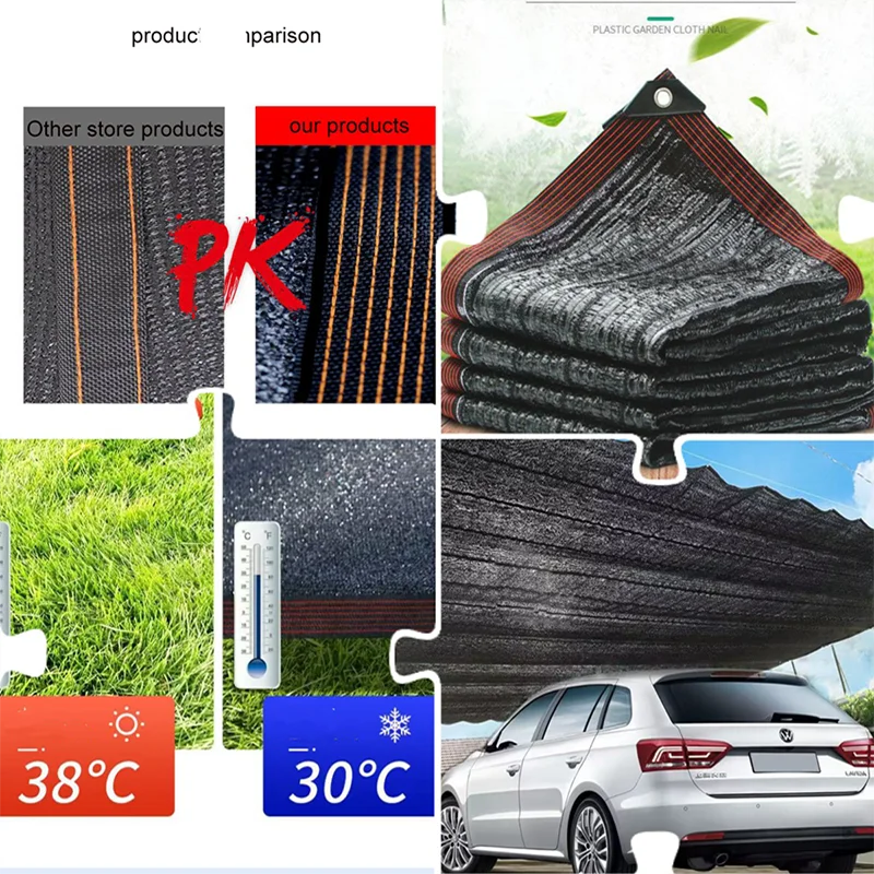 

New 6 Pin Black HDPE Anti-UV Sun Shade Net Gazebo Shelter Outdoor Pergola Canopy Sun Cover Agriculture Greenhouse Sunshade Net