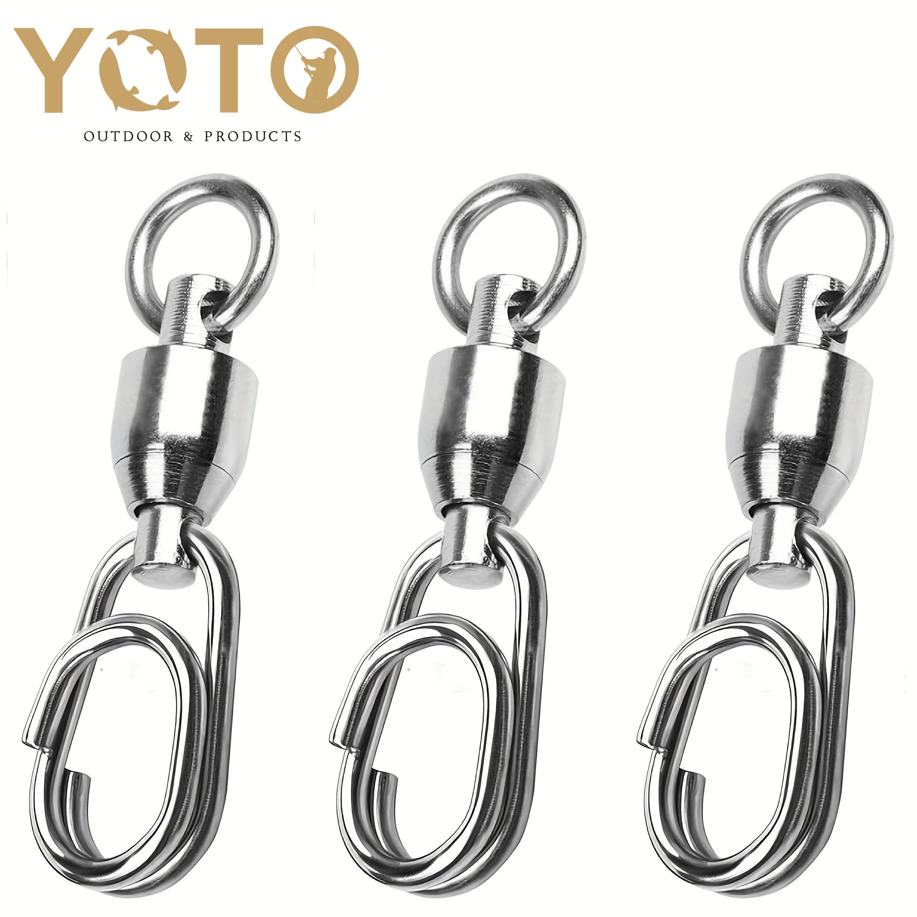 YOTO Atibin-conector giratorio de pesca de alta resistencia, broches giratorios de acero inoxidable, rodamiento de bolas de agua dulce, broche de pesca en agua salada