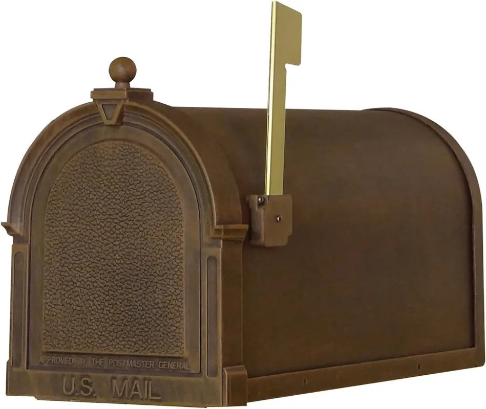 Berkshire Curbside Mailbox Copper Aluminum Mailbox for Post Mount stainless-steel spring hinge and strong magnetic catch