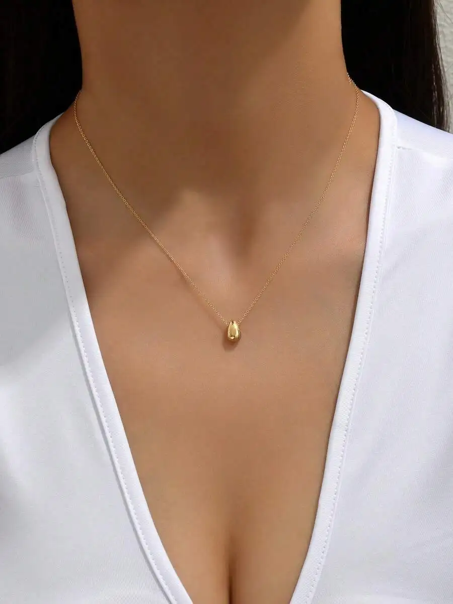 

Women Simple Delicate Waterdrop Pendant Necklace For Summer Travel Dance Party Date
