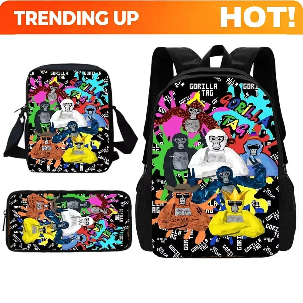 Custom Bag Novelty Cool Gorilla Tag Child School Backpack With Shoulder Bag Pencil Bags School Bags For Boys Girls Best Gift
