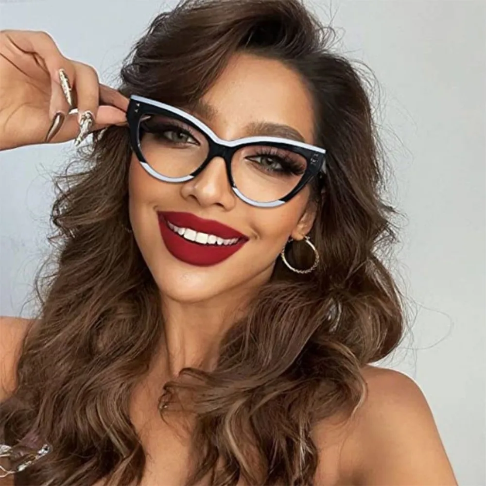 

Stylish Cat Eye Reading Glasses for Women Unisex Trendy Ani-blue Light Compupter Glasses Men Large Frame Far Sight Hyperopia