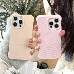 Luxury Ripple Pattern Candy For Magsafe Case For iPhone 15 14 13 12 11 Pro Max Plus Wave Magnetic Wireless Charger Armor Cover